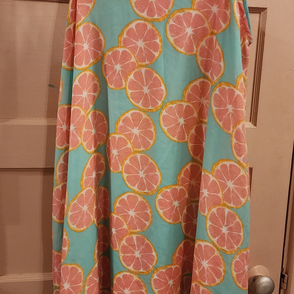 Lauren James Teal and Pink Citrus A-Line Skirt
